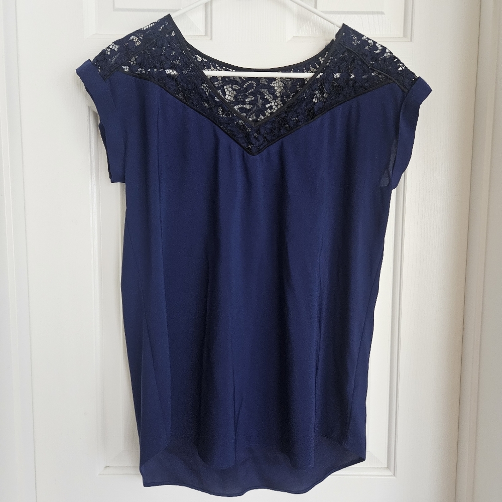 Express Navy Blue Lace Accent Women's Top